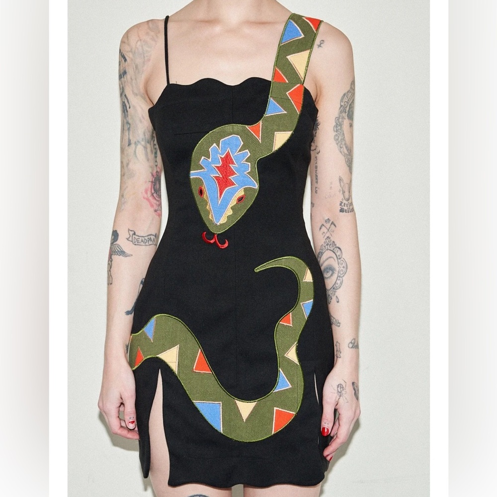 NWT Fashion Brand Company Black Snake Mini Dress Small